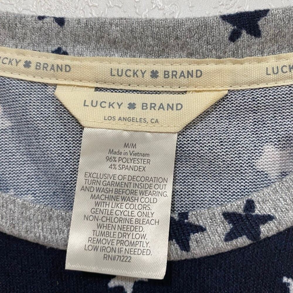 Lucky Brand Star Print Pajama Sleep Tee Top Size Medium NWT Soft Lounge - Picture 4 of 7